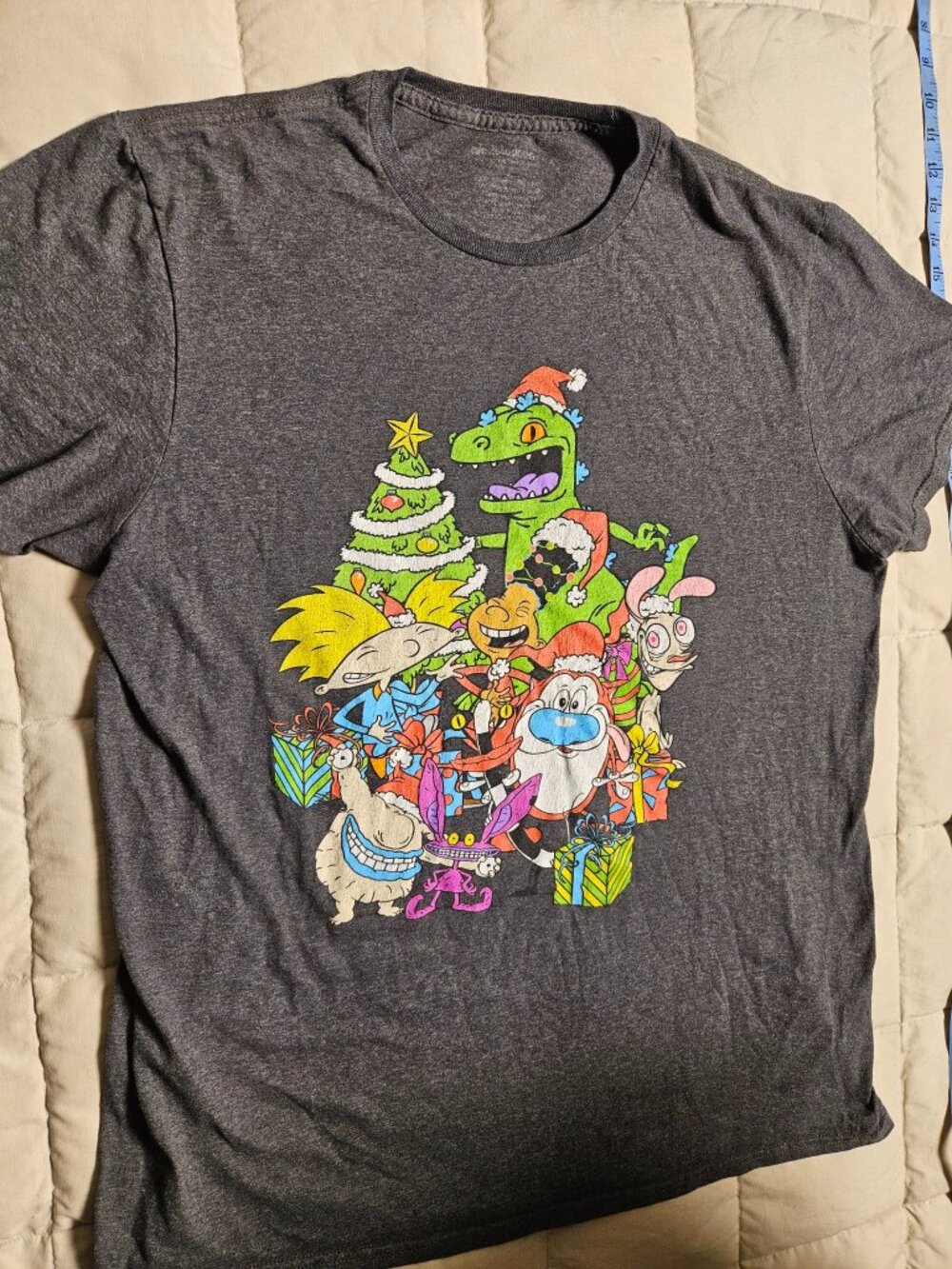 Nickelodeon 90s Christmas Graphic T-Shirt Charcoal L